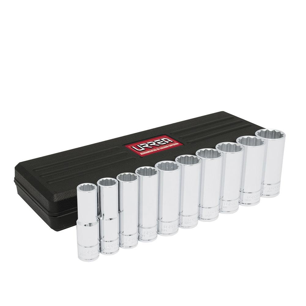 Juego De 10 Dados Largos En Pulgadas 1/2" Urrea. - FERRETERÍA WITZI
