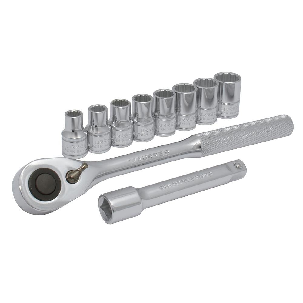 Juego De 10 Dados Y Accesorios Métricos 1/2" Urrea. - FERRETERÍA WITZI