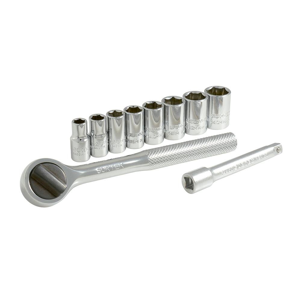 Juego De 10 Dados Y Accesorios Métricos 1/4" Surtek. - FERRETERÍA WITZI