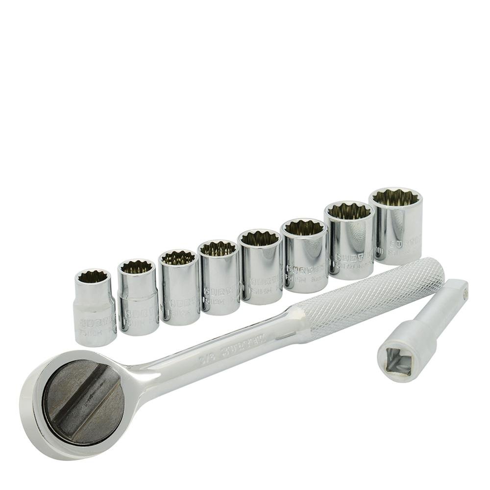 Juego De 10 Dados Y Accesorios Métricos 3/8" En Rack Surtek. - FERRETERÍA WITZI
