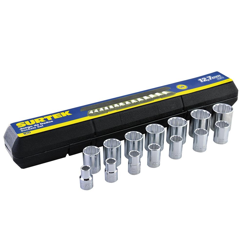 Juego De 14 Dados En Pulgadas 1/2" Surtek. - FERRETERÍA WITZI