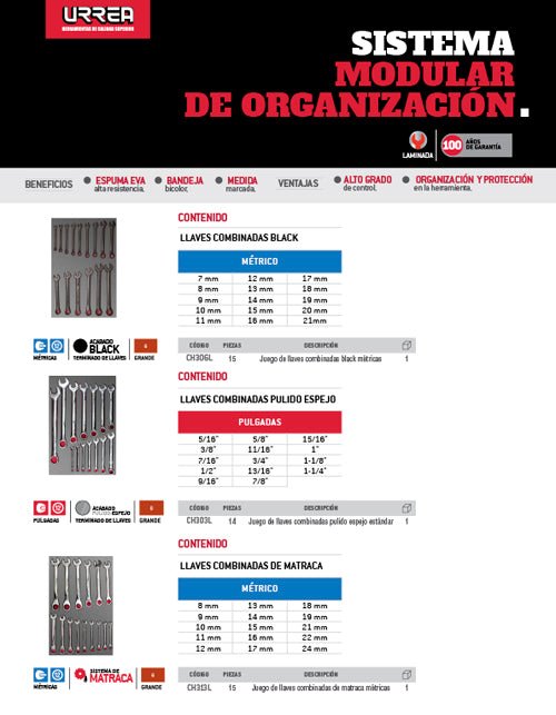 Juego de 15 llaves combinadas fosfatizadas métricas, 12 puntas Urrea - FERRETERÍA WITZI