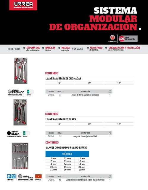 Juego de 15 llaves combinadas pulido espejo métricas, 12 puntas Urrea - FERRETERÍA WITZI