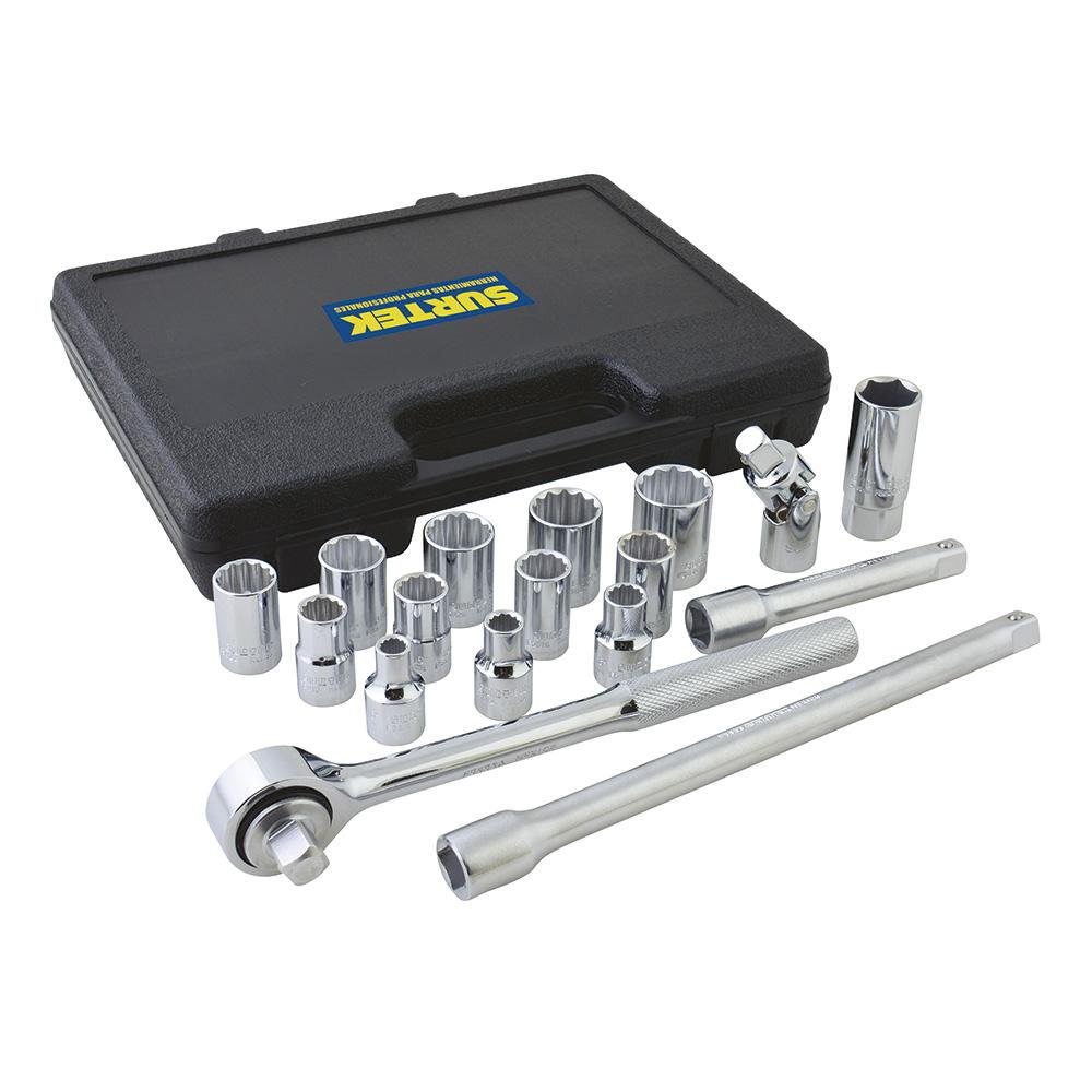 Juego De 17 dados Y Accesorios En Pulgadas 1/2" Surtek. - FERRETERÍA WITZI