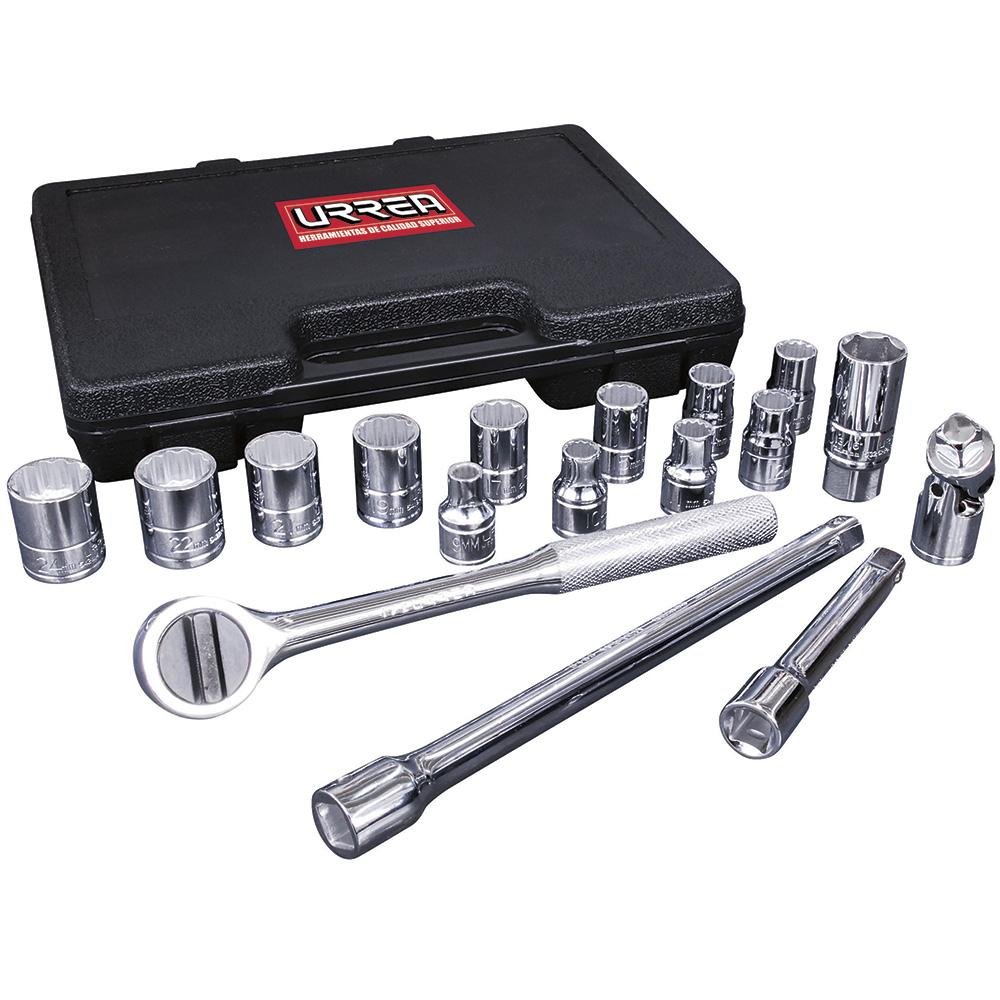 Juego De 17 Dados Y Accesorios Métricos 1/2" Urrea. - FERRETERÍA WITZI