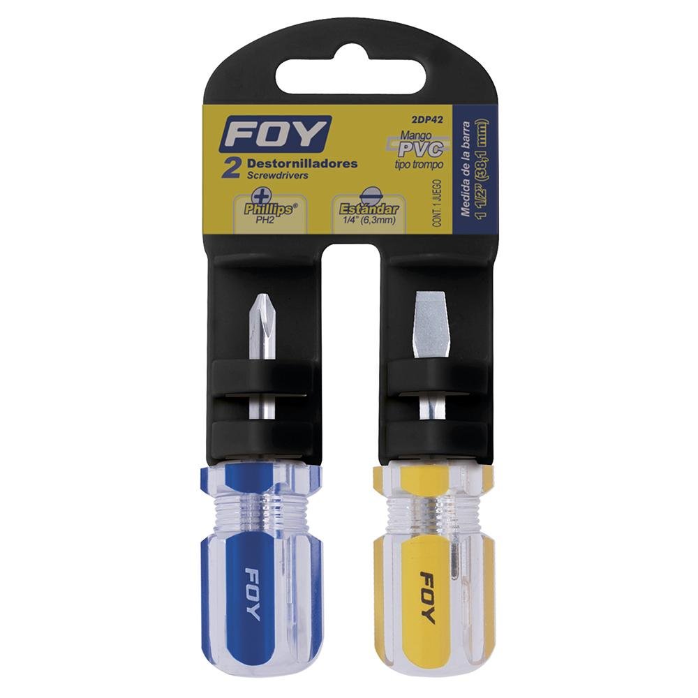 Juego De 2 Destornilladores Mango PVC 1/4" X 1-1/2" Foy. - FERRETERÍA WITZI