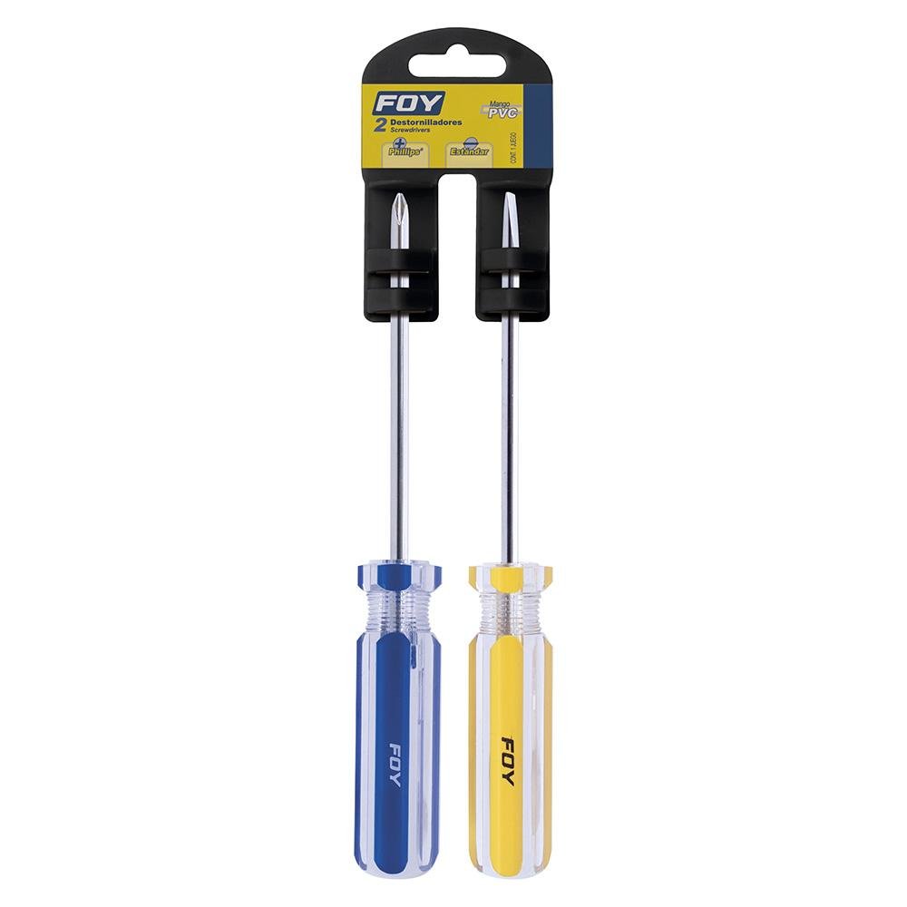 Juego De 2 Destornilladores Mango PVC 3/16" x 4" Foy - FERRETERÍA WITZI