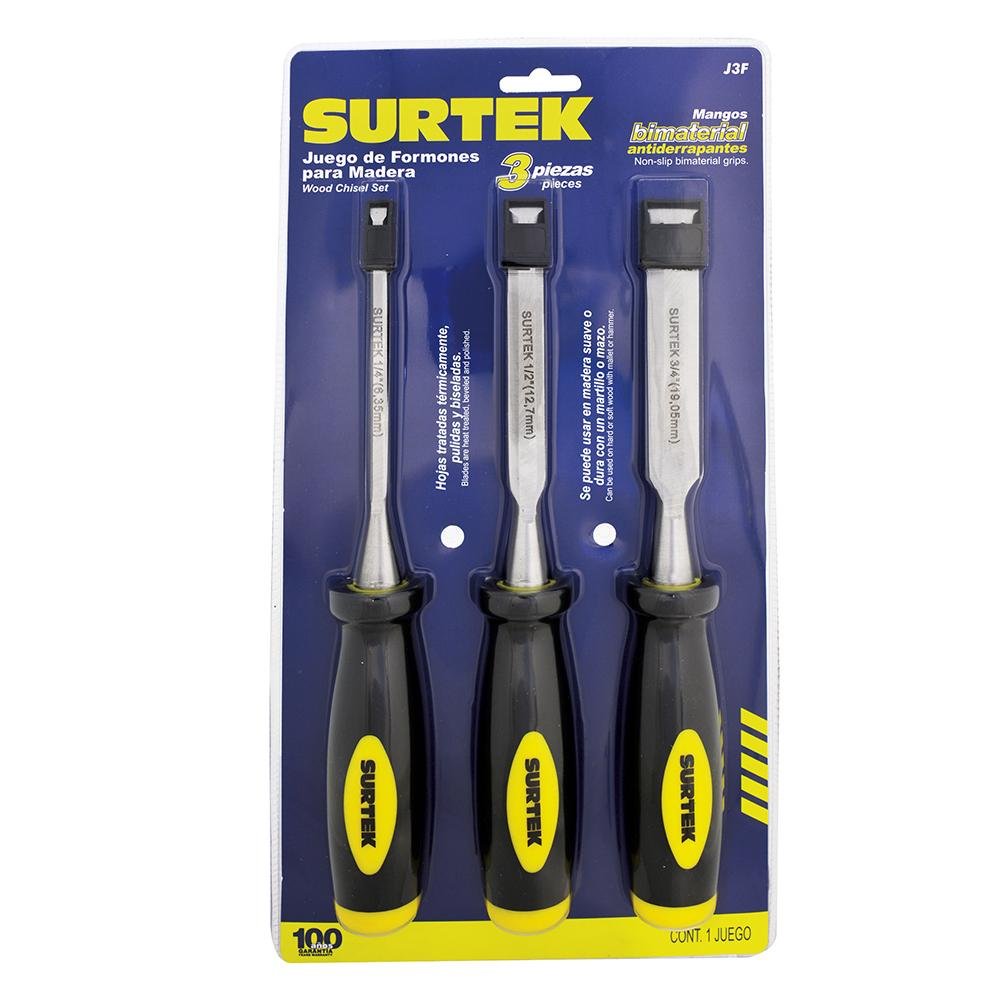 Juego De 3 Formones 1/4, 1/2 y 3/4" Surtek. - FERRETERÍA WITZI
