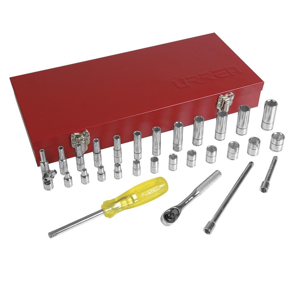 Juego De 30 Dados Y Accesorios Métricos 1/4" Urrea. - FERRETERÍA WITZI