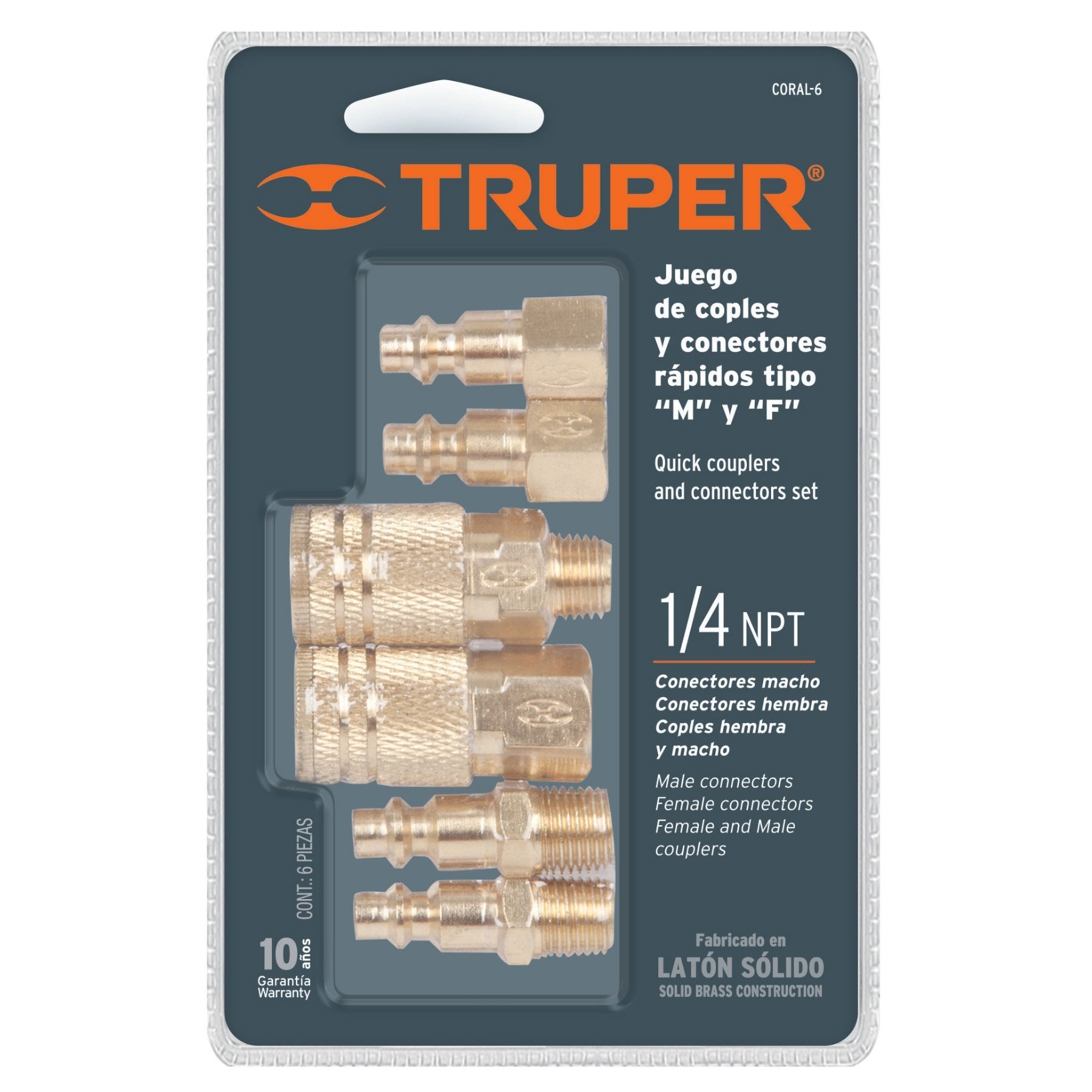 Juego De 4 Conectores Y 2 Coples Para Compresor De Aire, Truper - FERRETERÍA WITZI