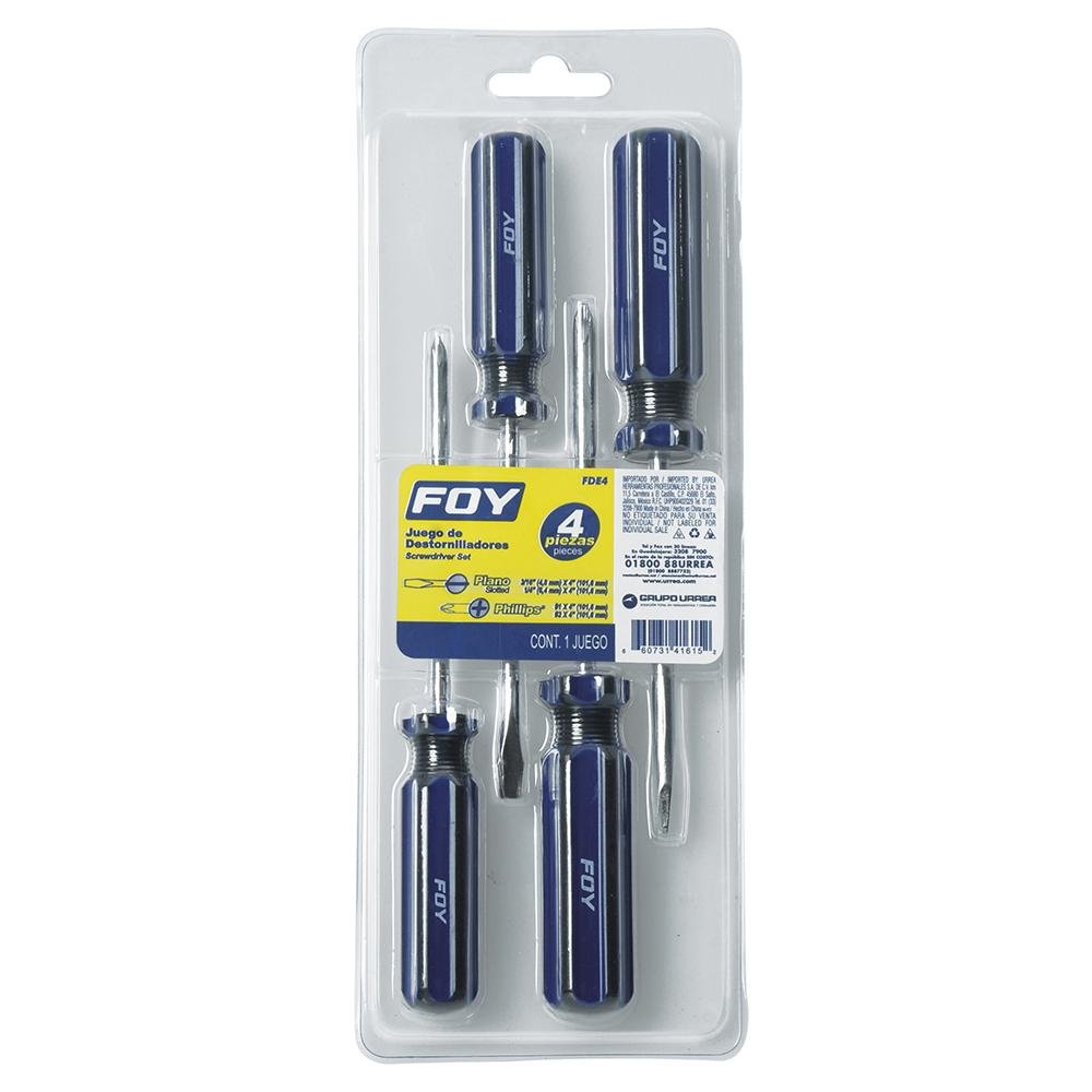 Juego De 4 Destornilladores Mango PVC Combinado Foy - FERRETERÍA WITZI