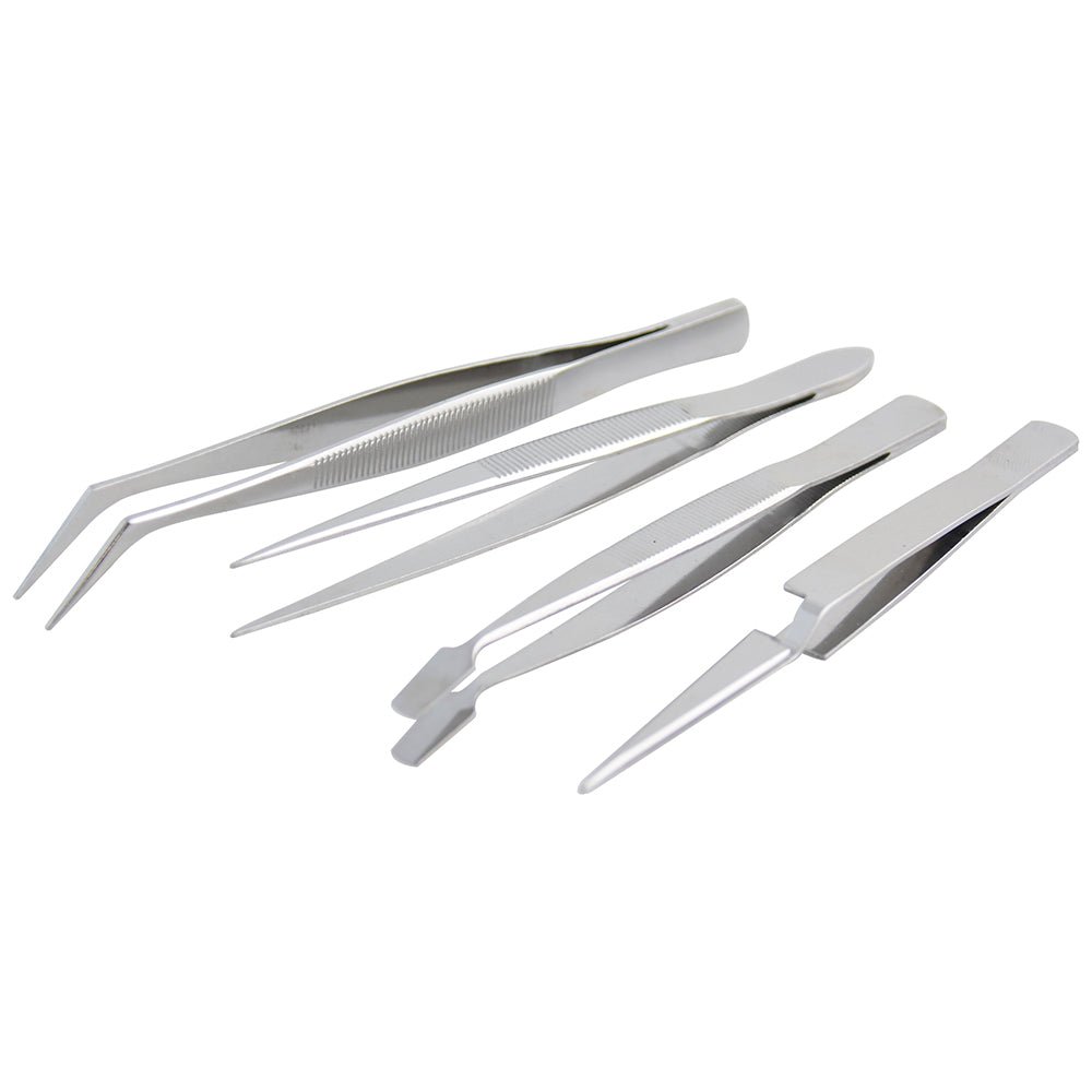 Juego de 4 pinzas precisión tipo tweezer Surtek. - FERRETERÍA WITZI