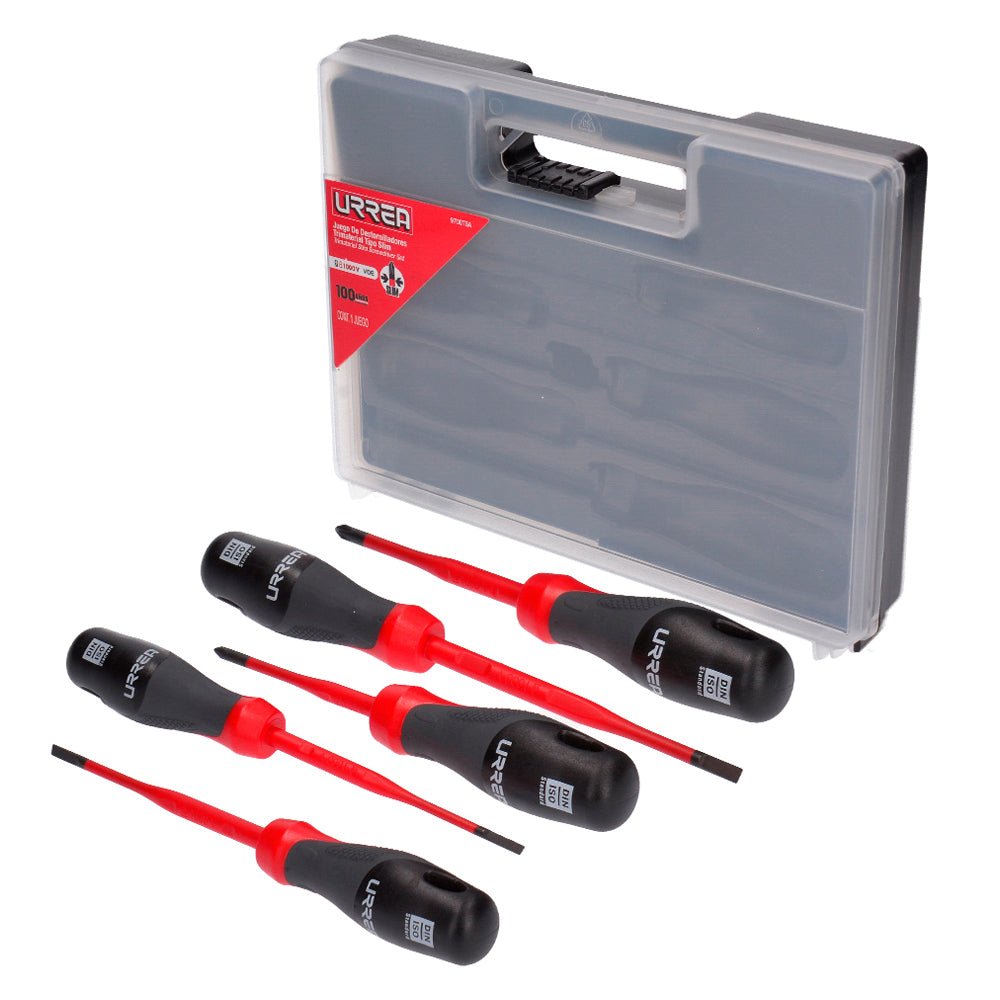 Juego de 5 destornilladores con mango trimaterial 1000 V, combinados barra slim Urrea - FERRETERÍA WITZI