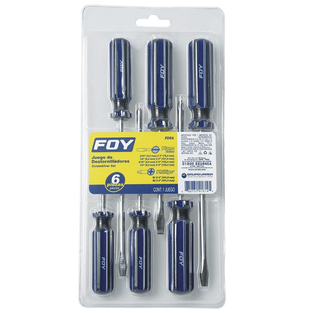 Juego De 6 Destornilladores Mango PVC Combinado, Foy - FERRETERÍA WITZI