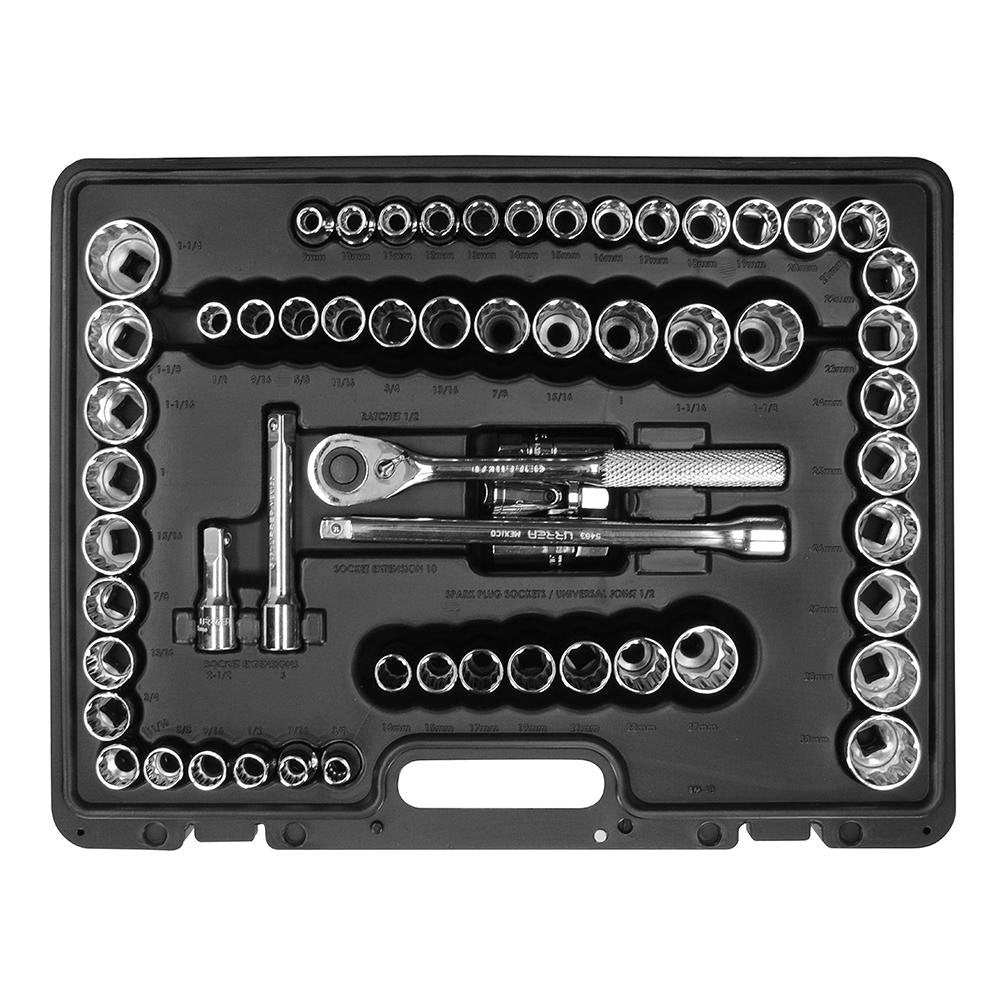 Juego De 60 Dados Y Accesorios Combinados 1/2" Urrea. - FERRETERÍA WITZI