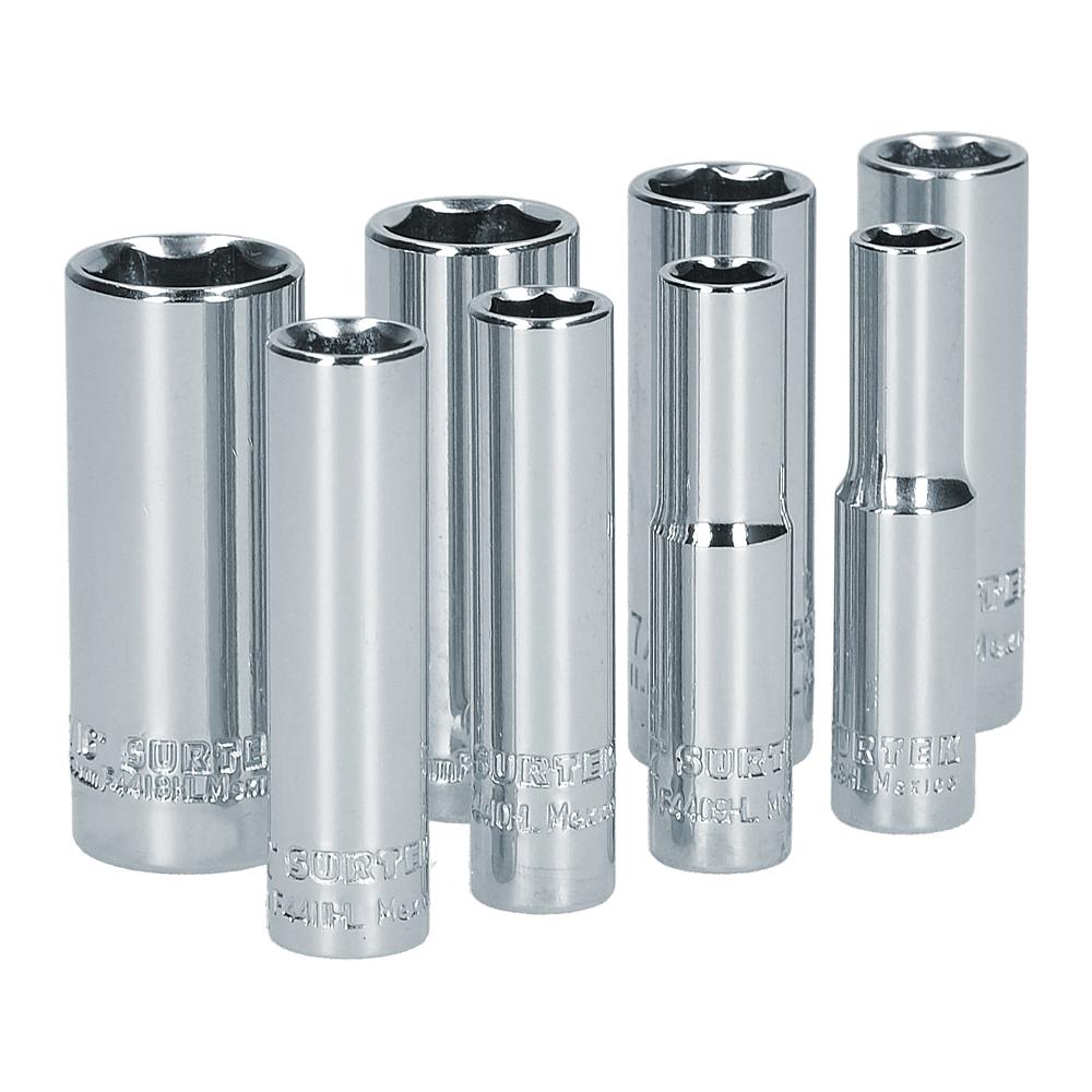 Juego De 8 Dados Largos En Pulgadas 1/4" Surtek. - FERRETERÍA WITZI