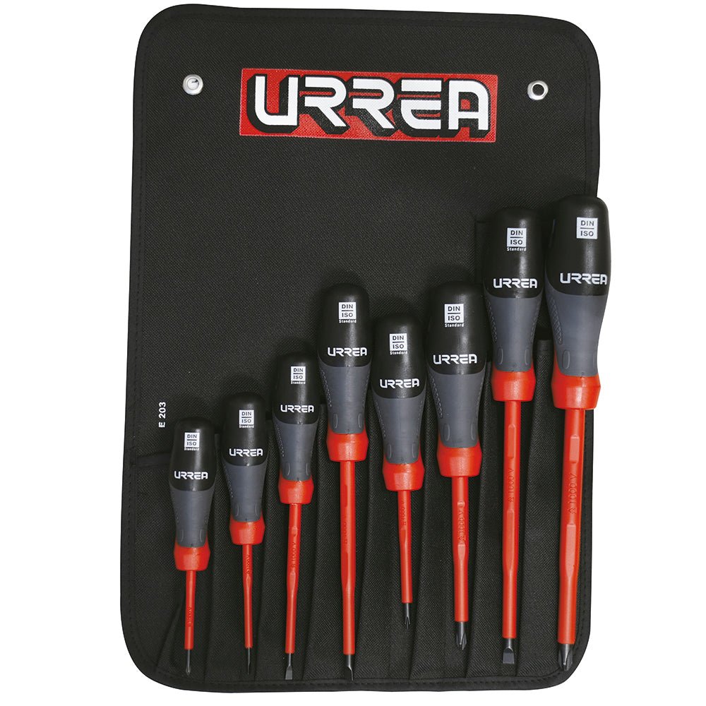 Juego de 8 destornilladores con mango trimaterial 1000 V, combinados Urrea - FERRETERÍA WITZI