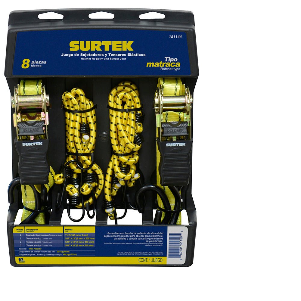 Juego de 8 sujetadores y tensores Surtek. - FERRETERÍA WITZI