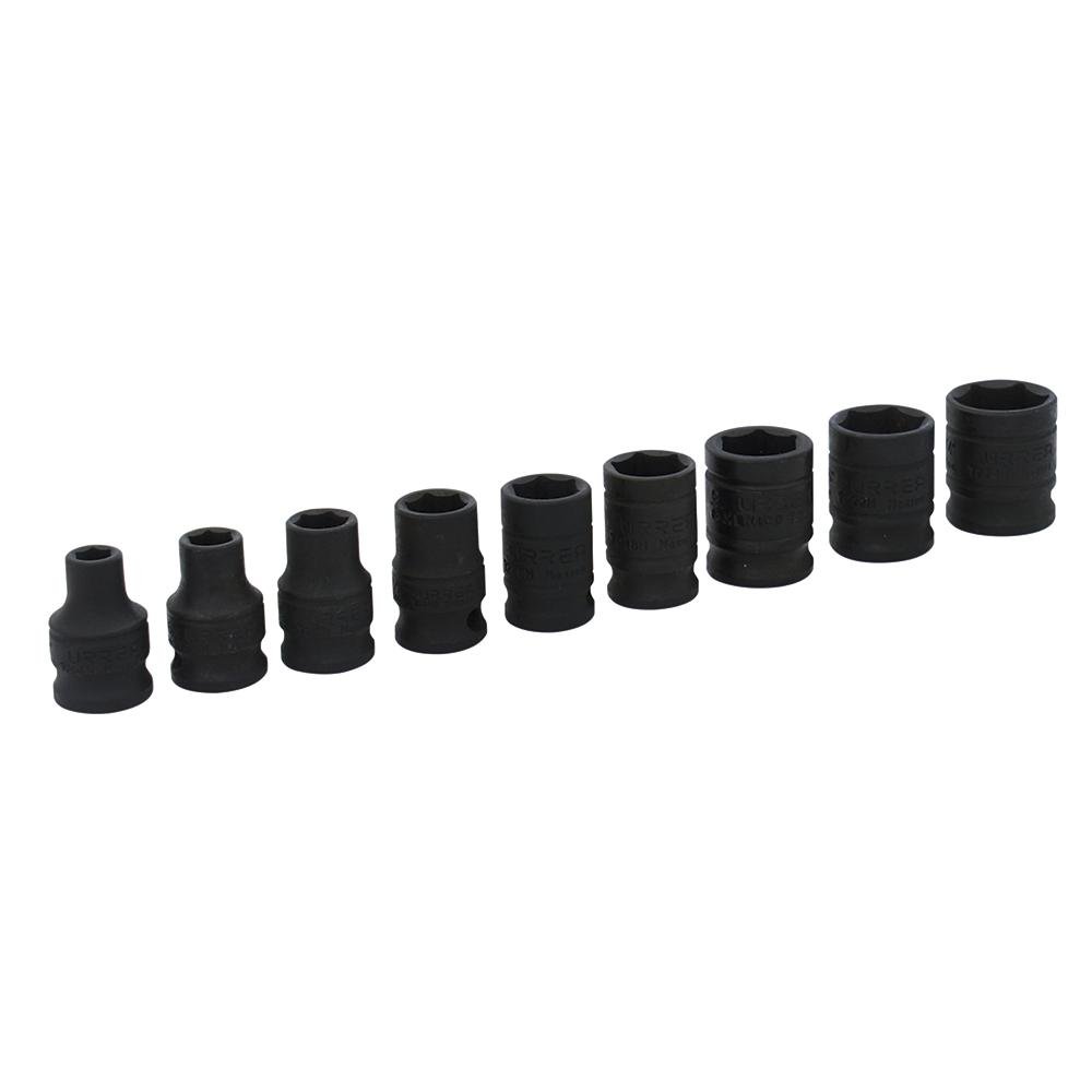 Juego De 9 Dados De Impacto En Pulgadas 3/8" 6 Puntas Urrea. - FERRETERÍA WITZI