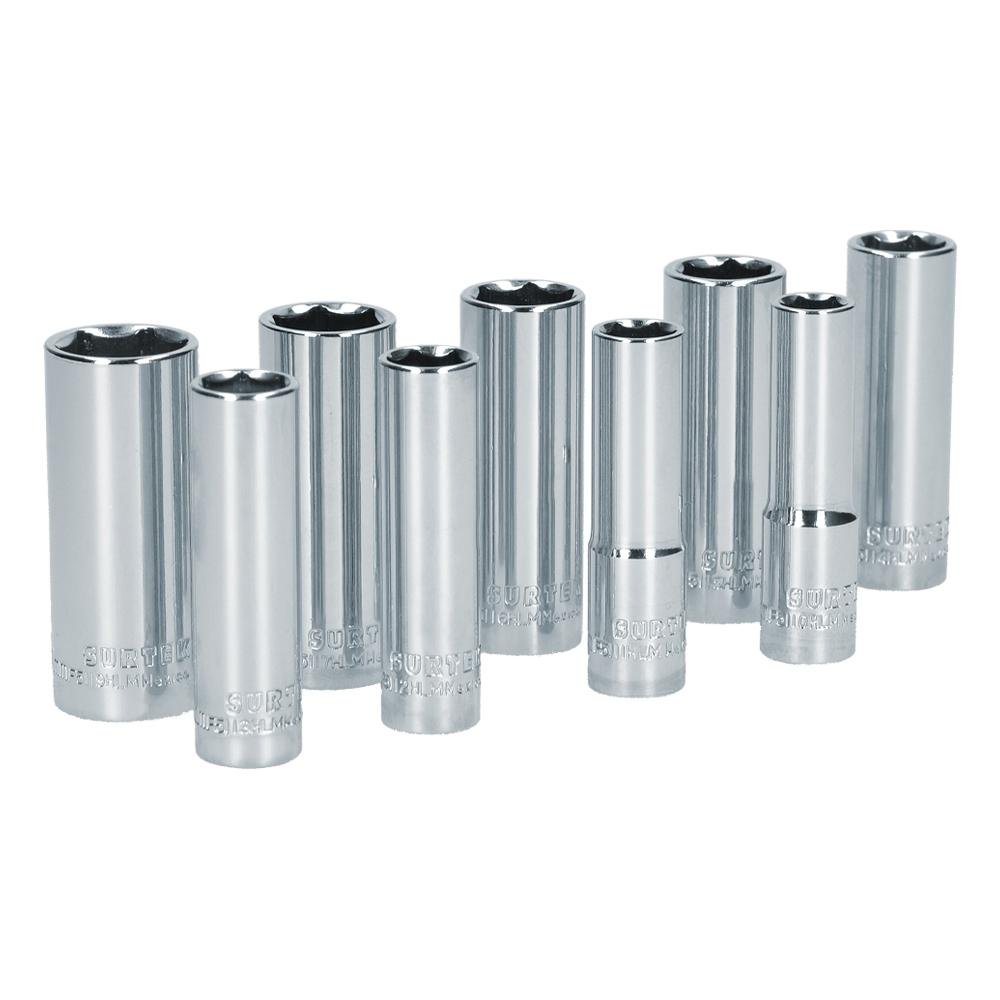 Juego De 9 Dados Largos Milimétricos 3/8" Surtek. - FERRETERÍA WITZI