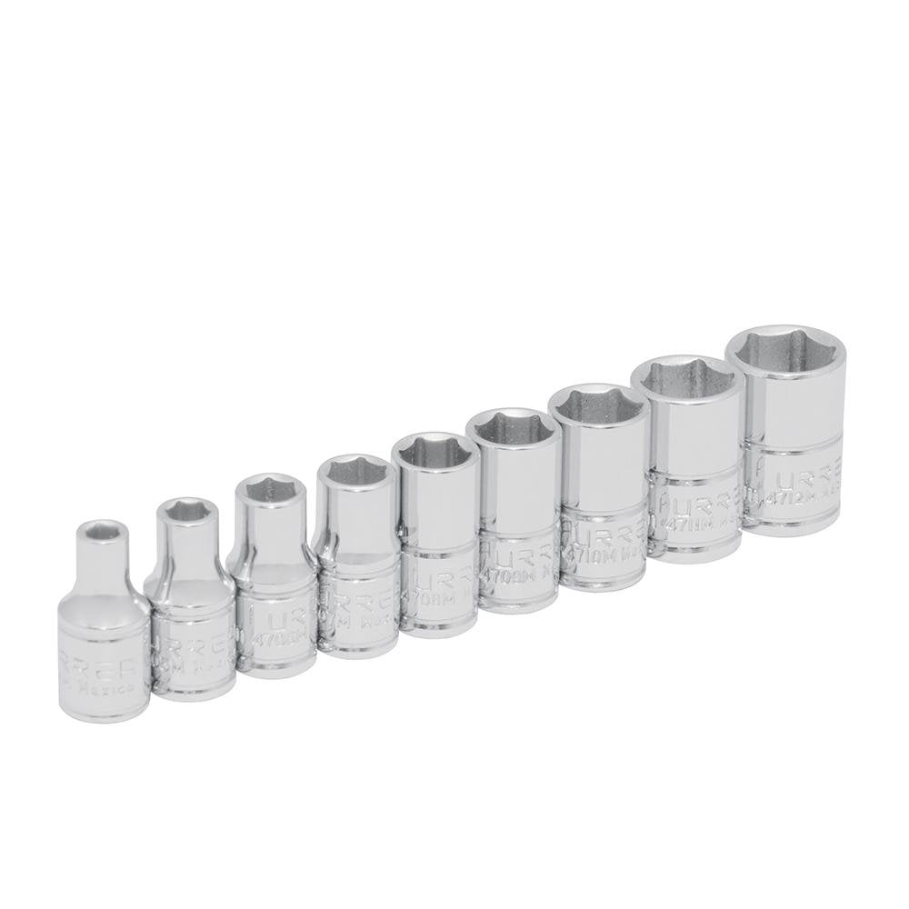 Juego De 9 Dados Métricos Cuadro 1/4" En Riel Urrea. - FERRETERÍA WITZI