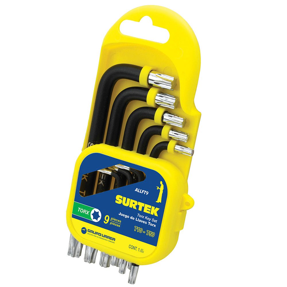 Juego de 9 llaves hexagonales tipo "L", Torx Surtek - FERRETERÍA WITZI