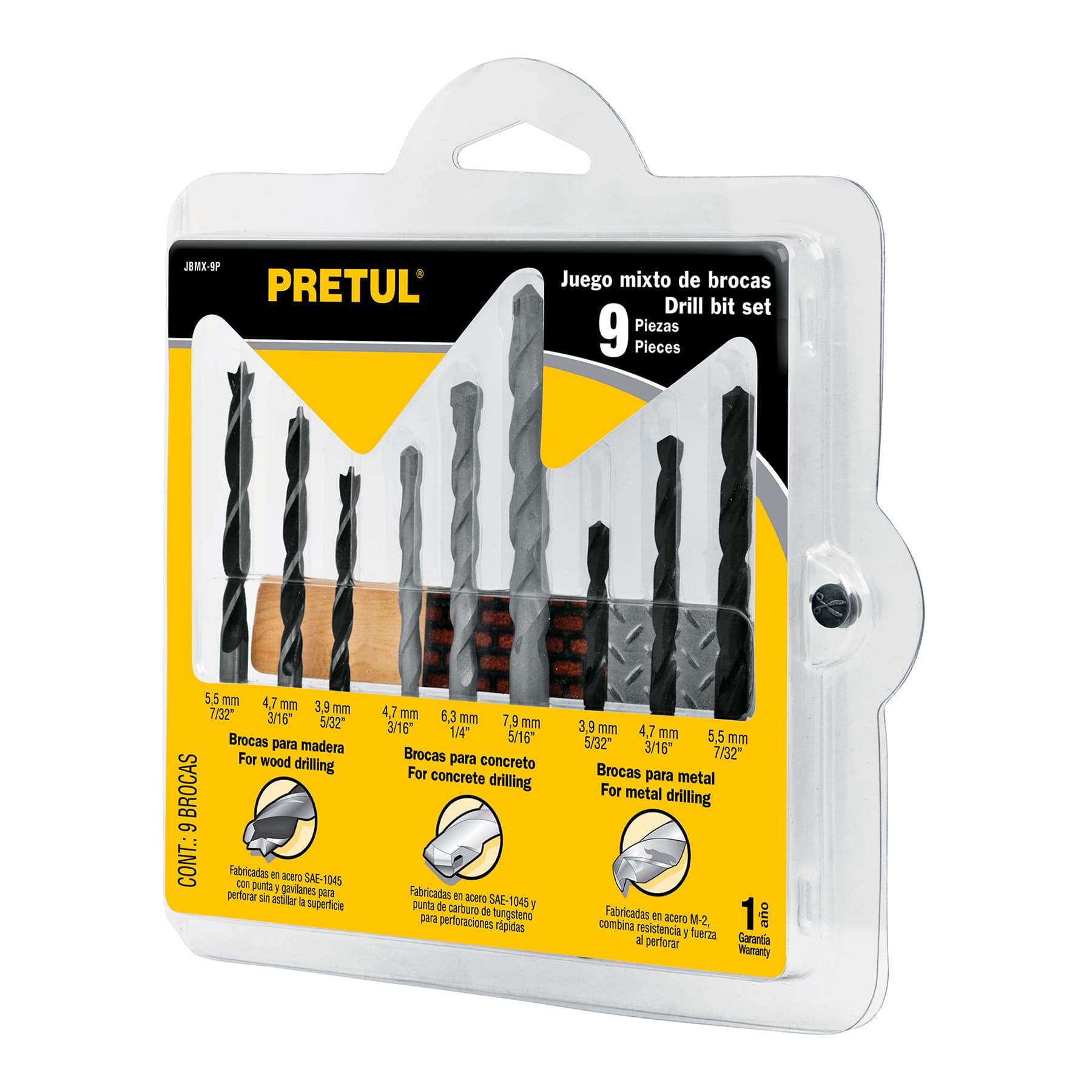 Juego De Brocas Mixto, 9 Piezas, Pretul - FERRETERÍA WITZI