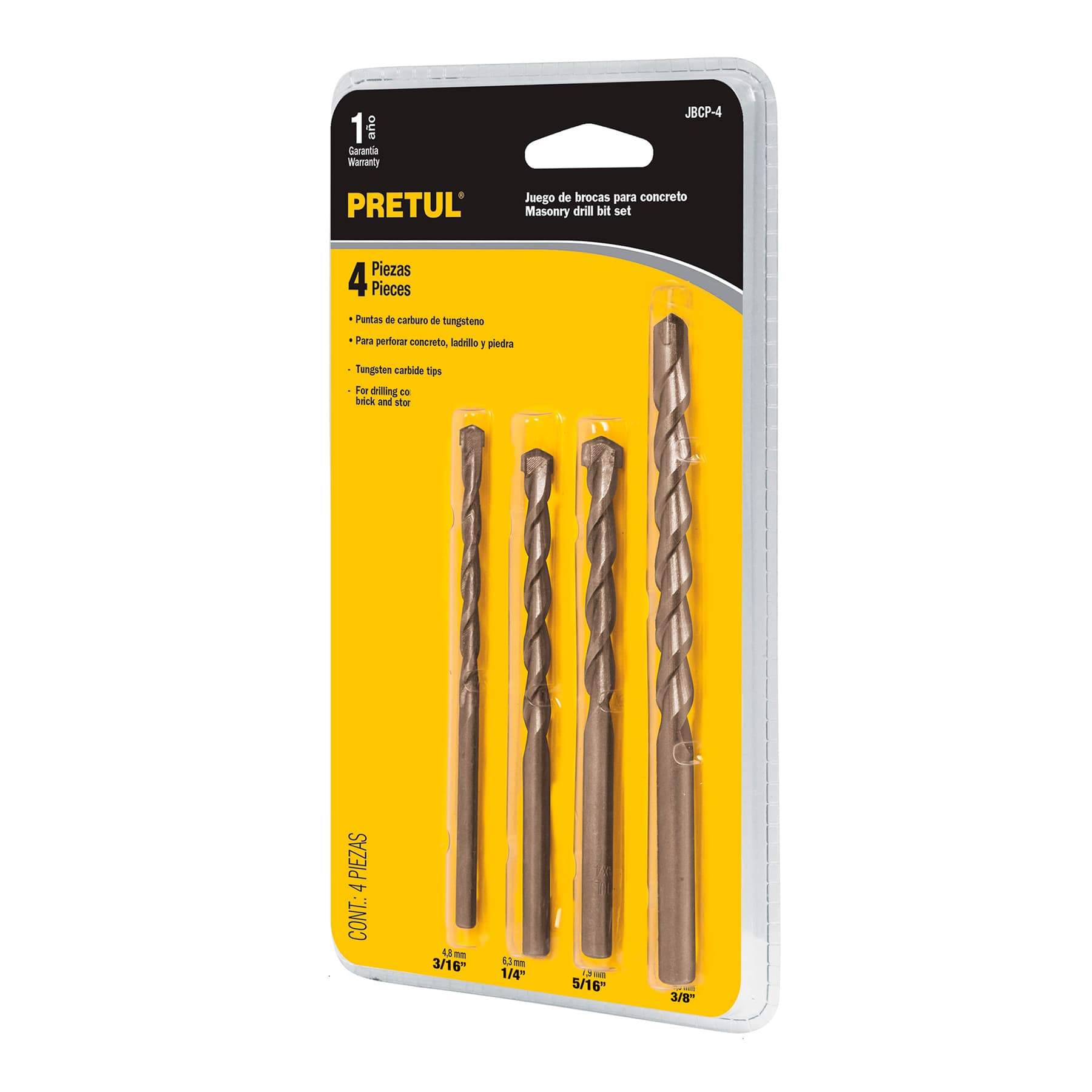 Juego De Brocas Para Concreto, 4 Piezas, Pretul - FERRETERÍA WITZI