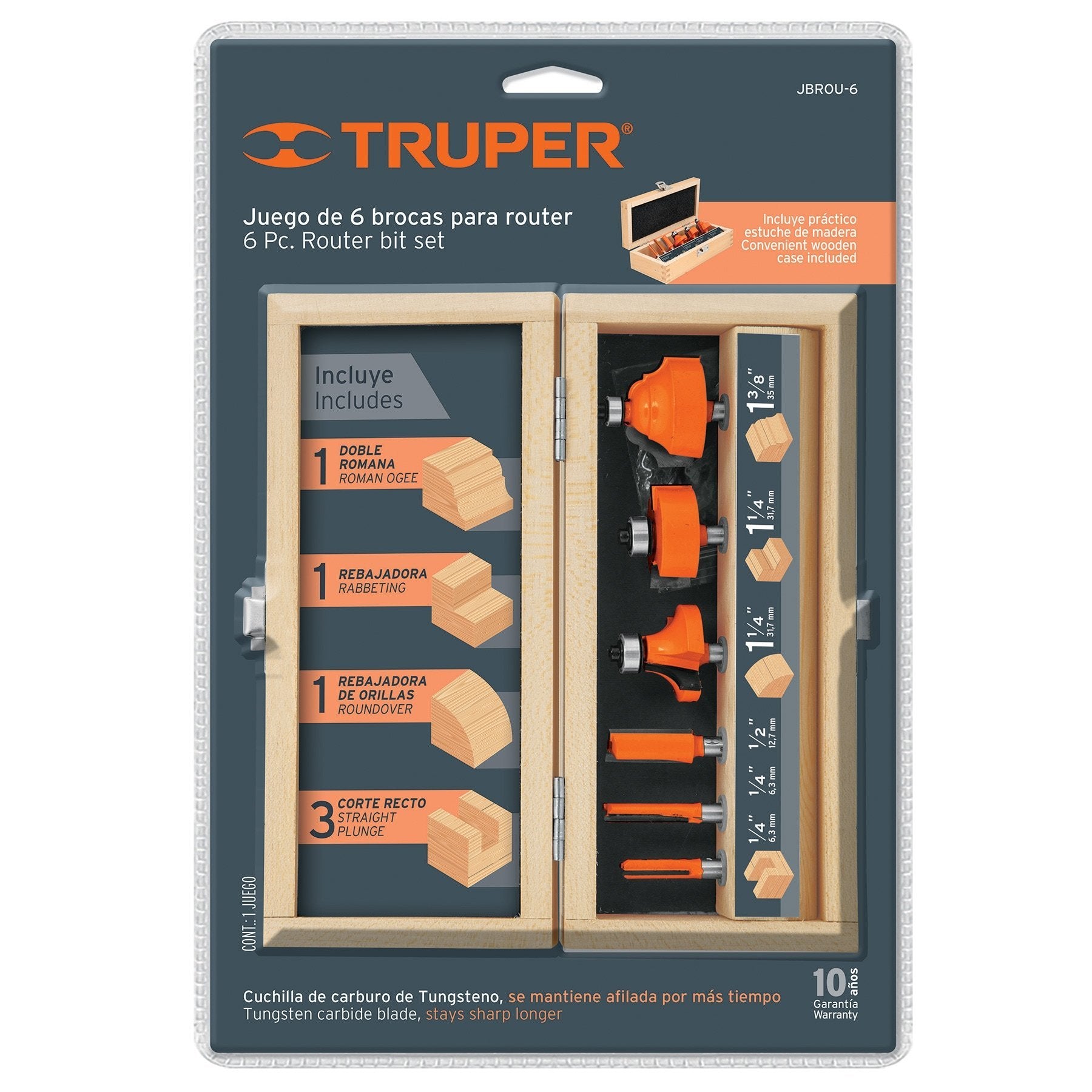 Juego De Brocas Para Router, 6 Piezas, Truper - FERRETERÍA WITZI