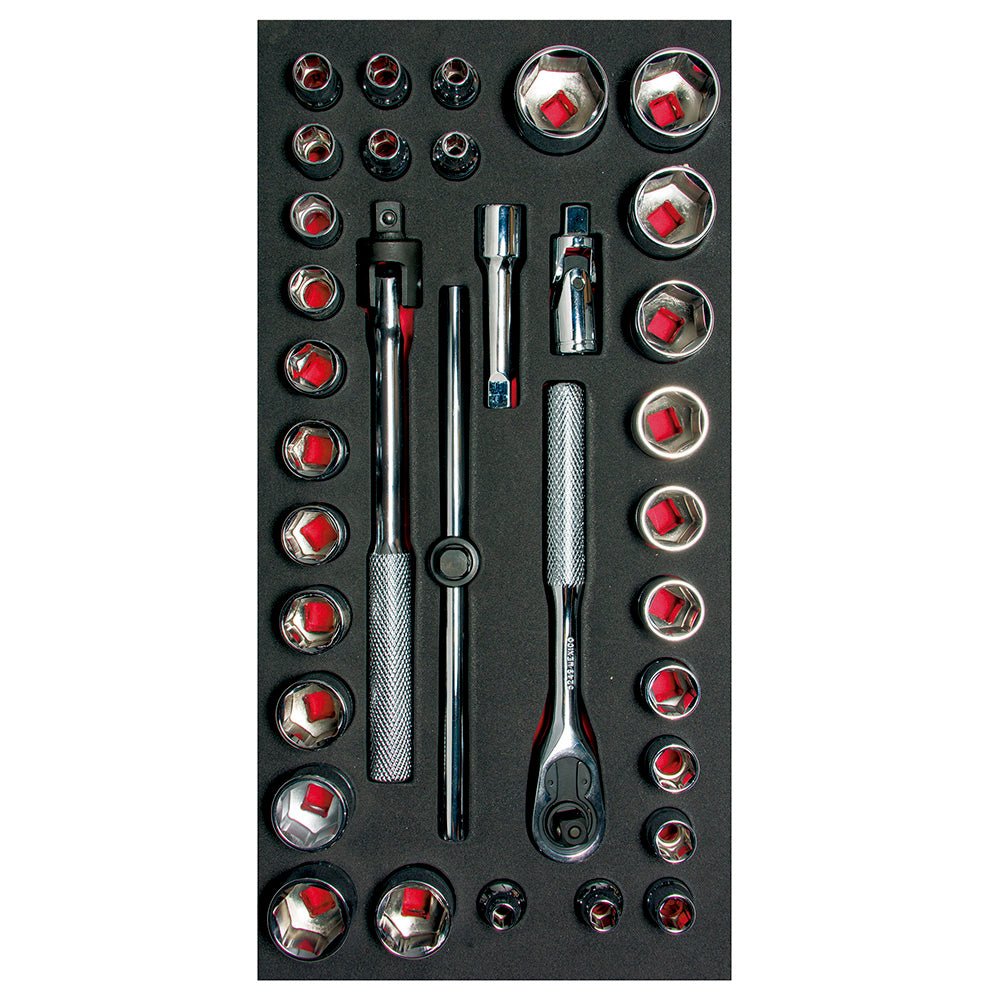 Juego de dados cortos y accesorios cuadro de 3/8" combinados, 34 piezas Urrea - FERRETERÍA WITZI