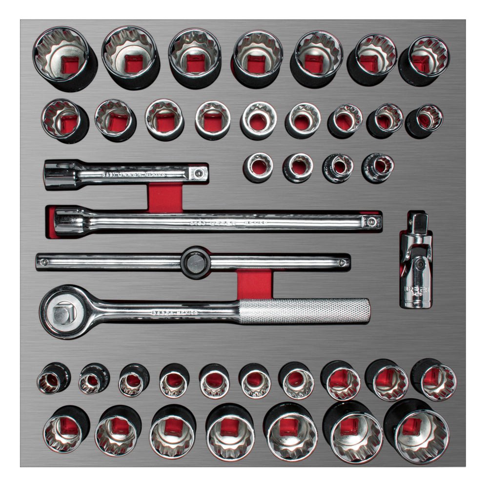 Juego de dados cortos y accesorios de 1/2" combinados, 42 piezas Urrea - FERRETERÍA WITZI