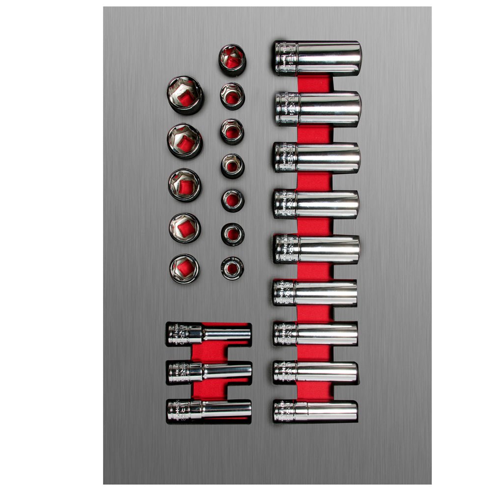 Juego de dados cortos y largos cuadro de 3/8" métricos, 24 piezas Urrea - FERRETERÍA WITZI