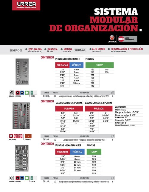 Juego de dados cuadro de 3/8" varias puntas, 20 piezas Urrea - FERRETERÍA WITZI