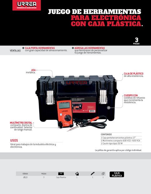 Juego de herramienta para electrónico, 3 piezas Urrea - FERRETERÍA WITZI