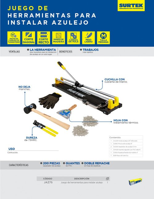 Juego de herramientas para carpintero 9pz Surtek - FERRETERÍA WITZI