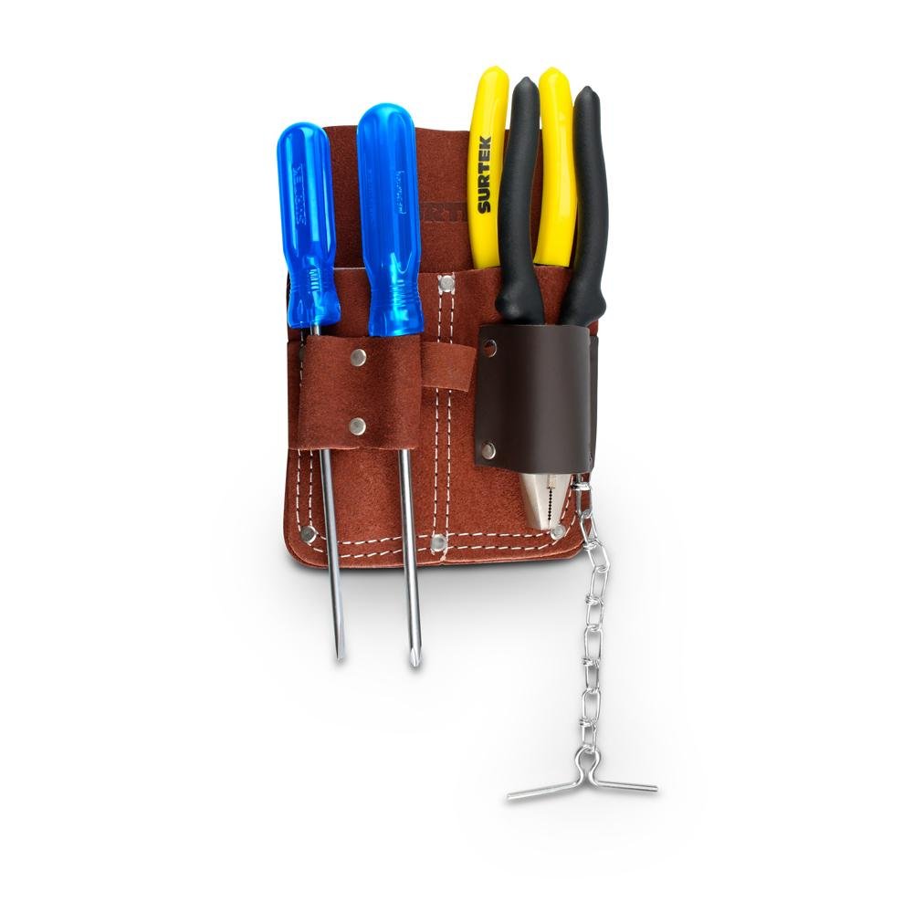 Juego De Herramientas Para Electricista Con Portaherramientas De Cuero 5pz Surtek. - FERRETERÍA WITZI