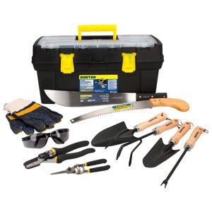 Juego de herramientas para jardinería y agricultura con caja plástica 11 pzas Surtek - FERRETERÍA WITZI