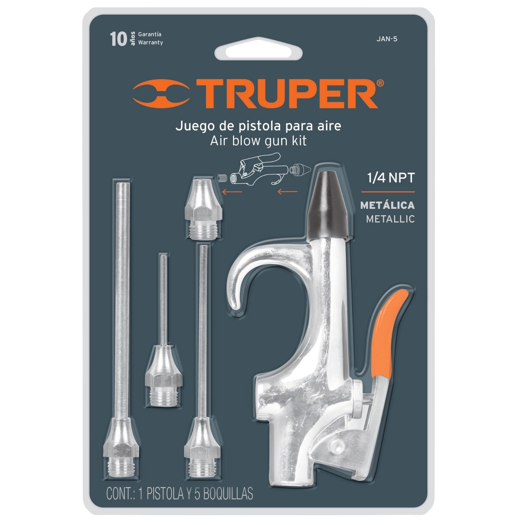 Juego De Pistola Y 5 Boquillas Para Compresor De Aire, Truper - FERRETERÍA WITZI