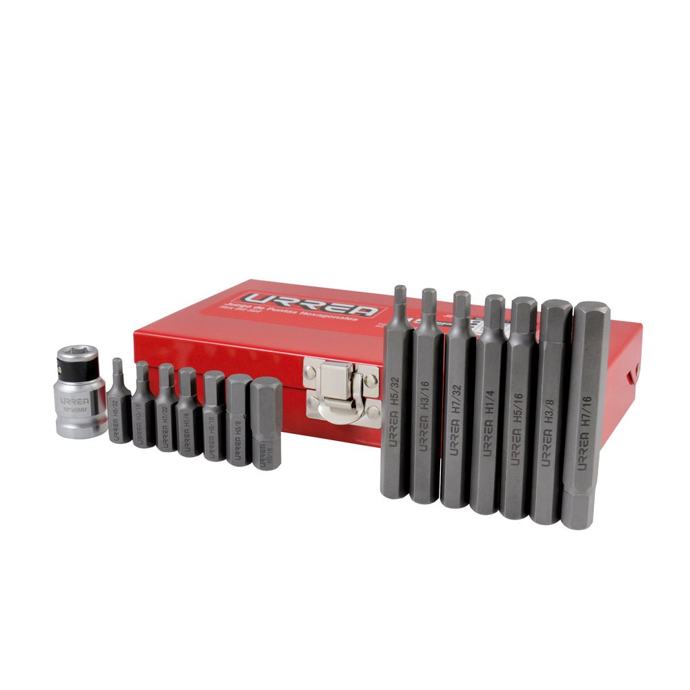 Juego puntas hexagonales hexágono 3/8" adaptador 1/2" Urrea. - FERRETERÍA WITZI