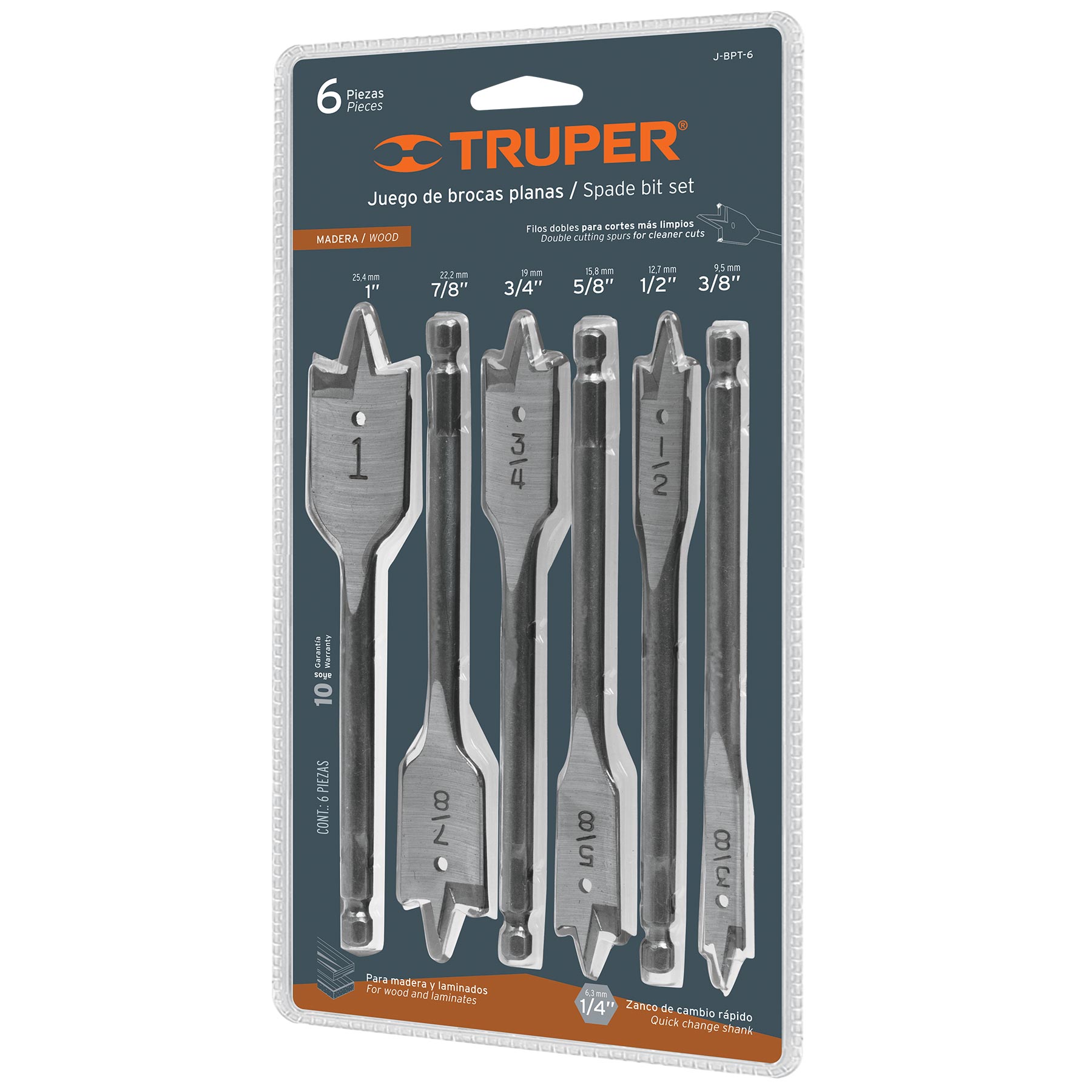 Juegos De Brocas Planas De Manita, 6 Piezas, Truper - FERRETERÍA WITZI