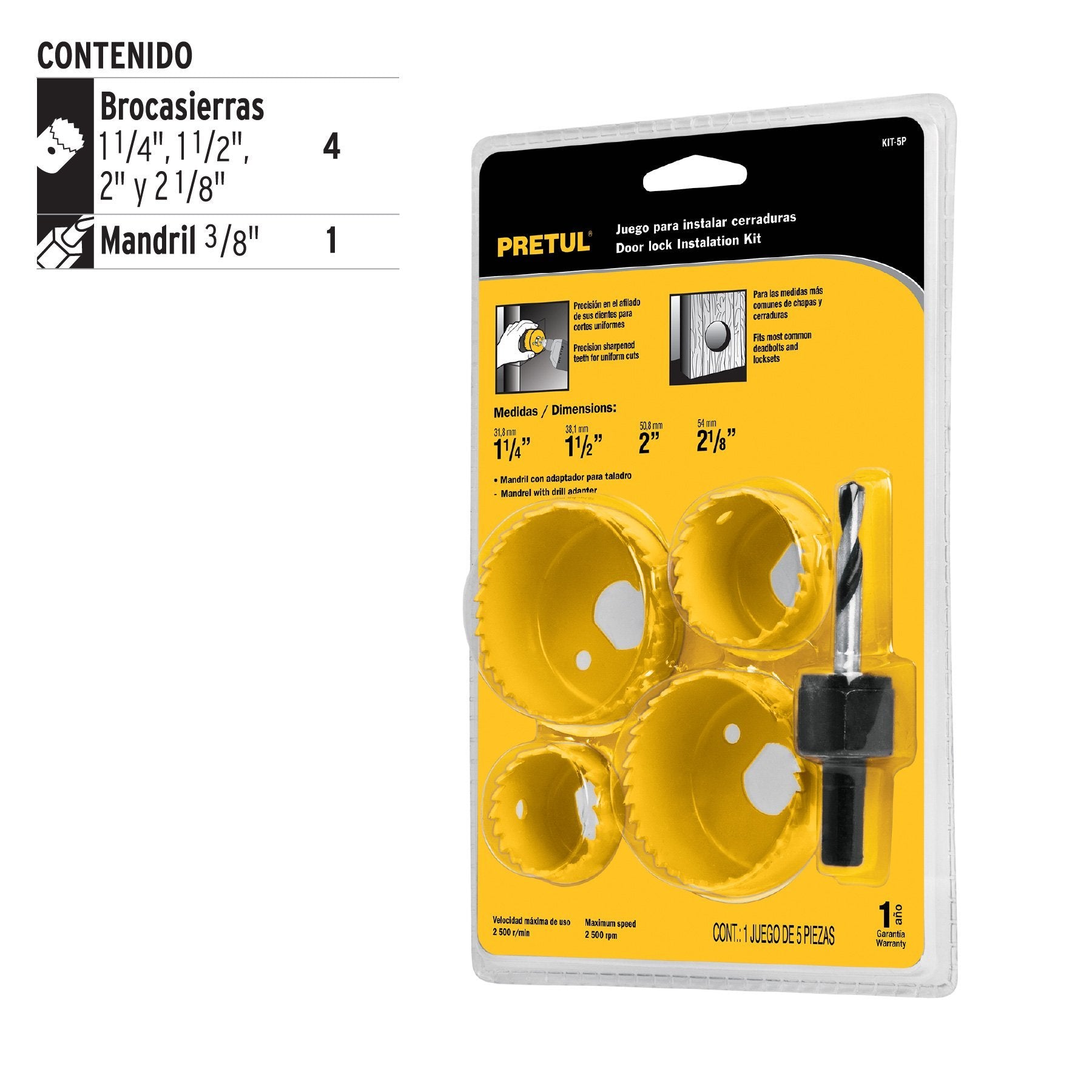 Kit 5 Brocasierras Para Madera, Pretul - FERRETERÍA WITZI