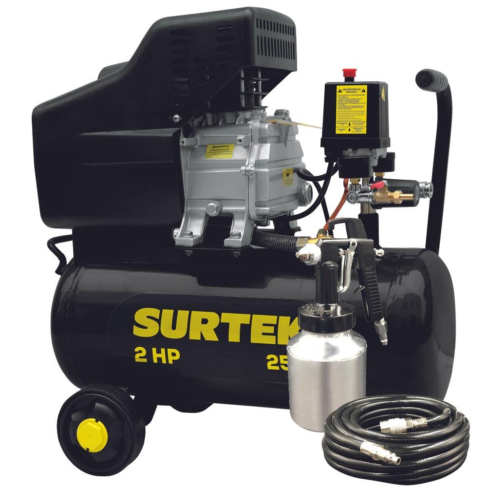 Kit De Compresor De Aire Horizontal De 25 L, 115 psi, 224 L/min, 2 HP Surtek - FERRETERÍA WITZI