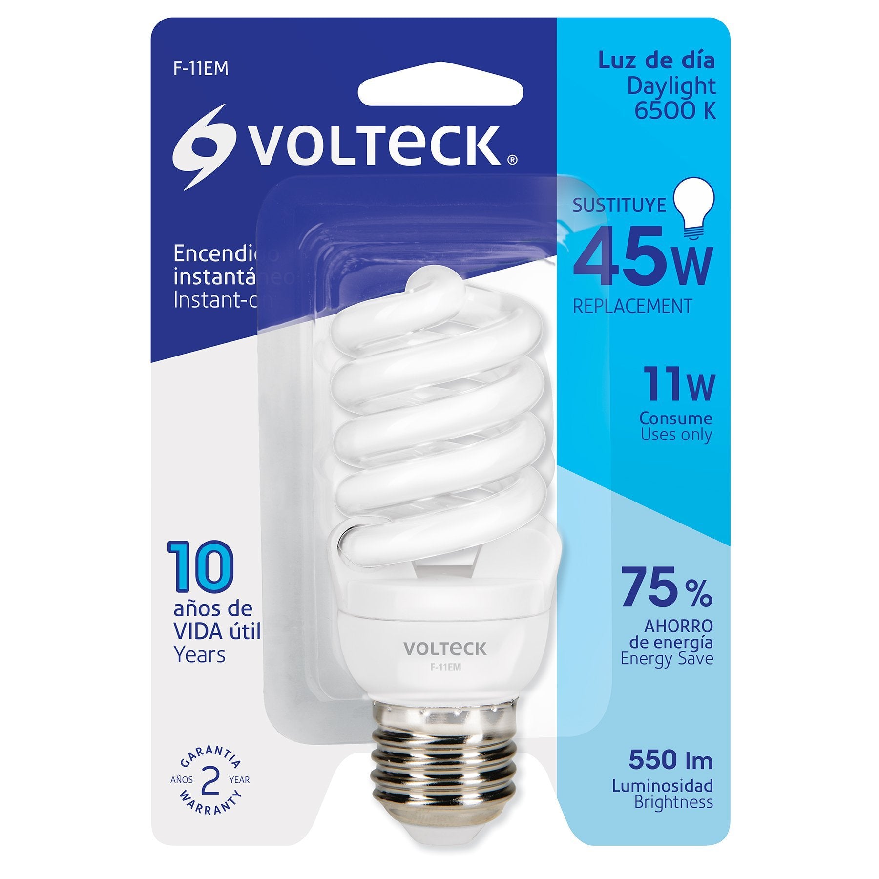 Lámpara 11w, Espiral, Mini, Luz de Día, T2, Volteck. - FERRETERÍA WITZI
