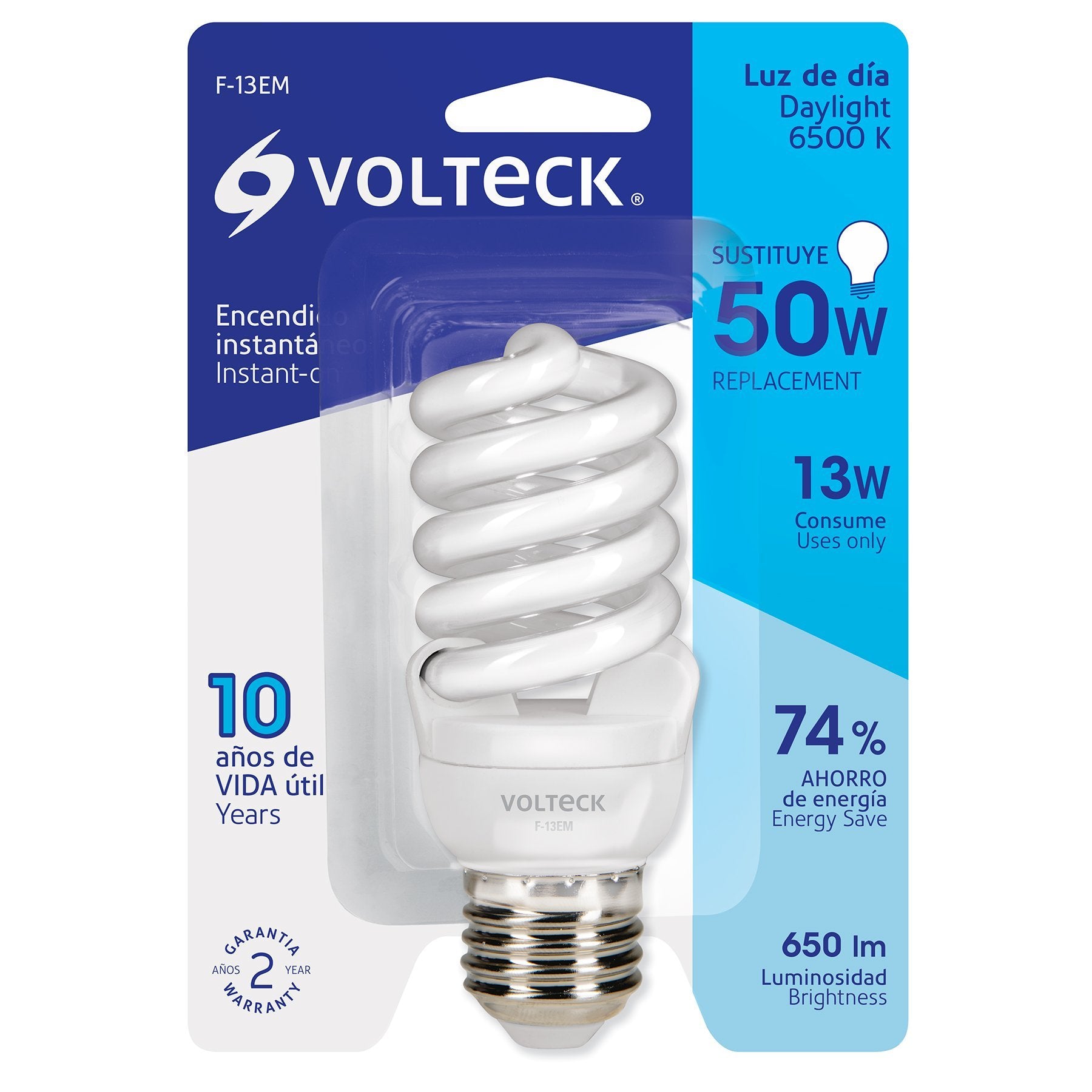 Lámpara 13w, Espiral, Mini, Luz de Día, T2, Volteck. - FERRETERÍA WITZI