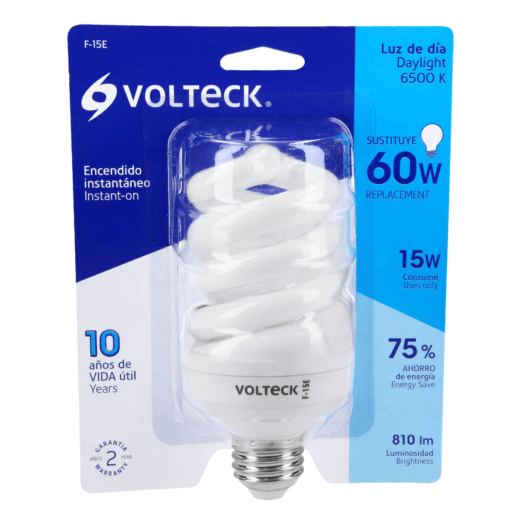 Lámpara 15 W, espiral, luz día, T4, en blíster, Volteck - FERRETERÍA WITZI