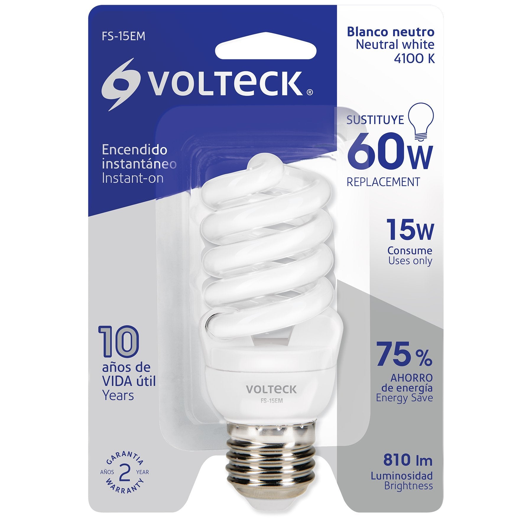Lámpara 15w, Espiral, Mini, Luz de Blanco Neutro, T2, Volteck. - FERRETERÍA WITZI