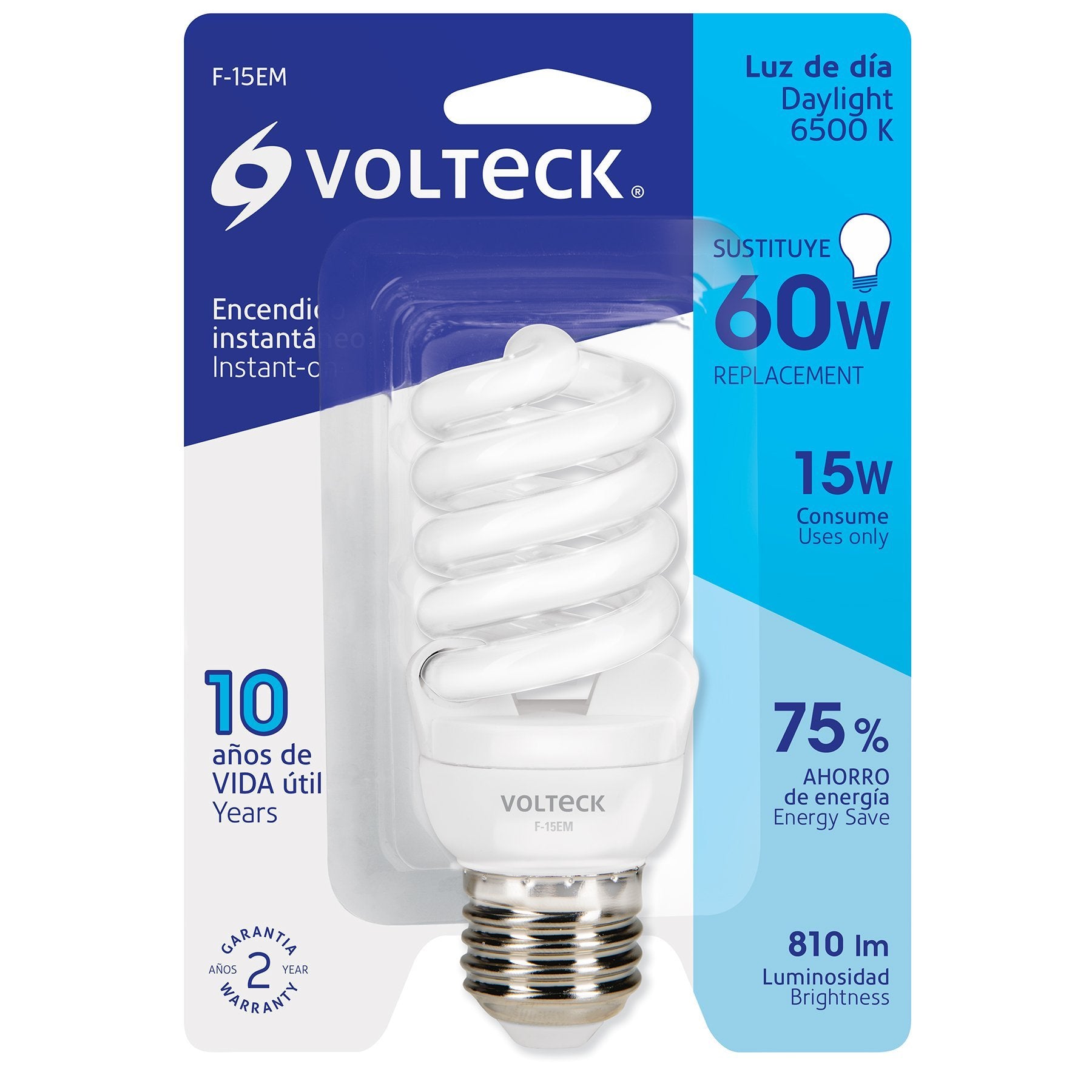Lámpara 15w, Espiral, Mini, Luz de Día, T2, Volteck. - FERRETERÍA WITZI