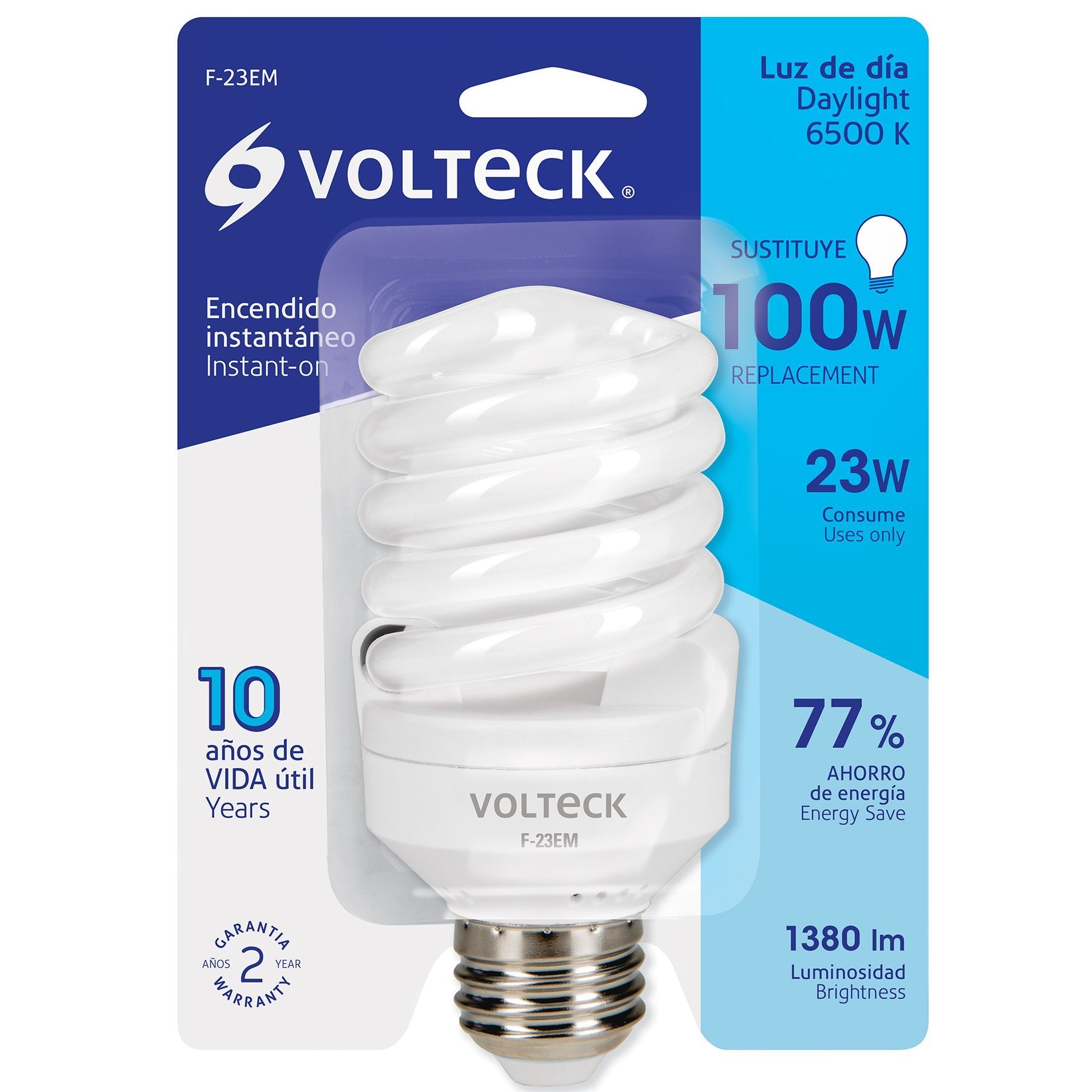 Lámpara 23w, Espiral, Mini, Luz de Día, T2, Volteck. - FERRETERÍA WITZI