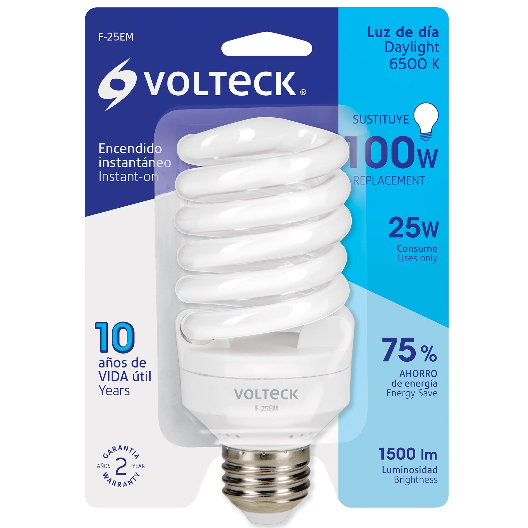Lámpara 25w, Espiral, Mini, Luz de Día, T2, Volteck. - FERRETERÍA WITZI