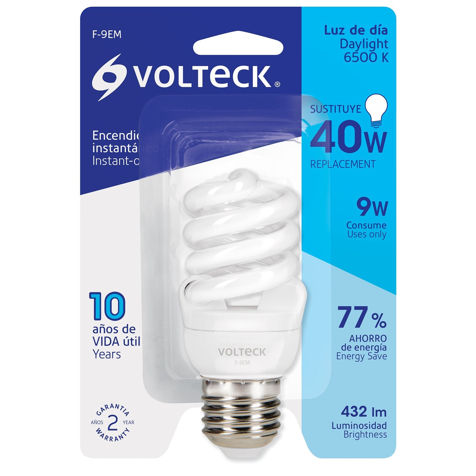 Lámpara 9w, Espiral, Mini, Luz de Día, T2, Volteck. - FERRETERÍA WITZI